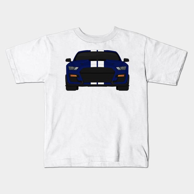 Shelby GT500 2020 Kona-Blue + White Stripes Kids T-Shirt by VENZ0LIC